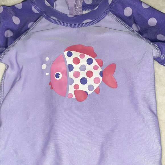 WAVE ZONE 1 PC SWIMSUIT RASH GUARD SUN PROTECTION SUIT-GIRLS SIZE 3-6 MO - Picture 2 of 3